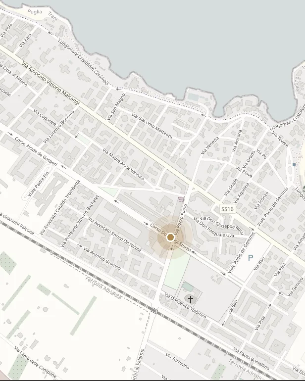 Mappa di Trani con il segnaposto dello studio in Corso don Luigi Sturzo